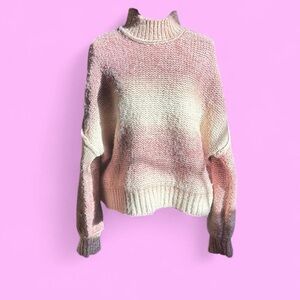 Rachel Zoe Pink and Cream Gradient Turtleneck Sweater